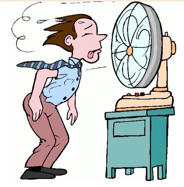 Air can be felt in front of a table fan