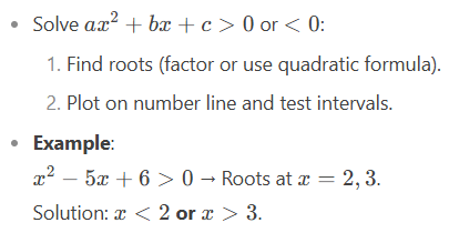 Quadratic Inequalities