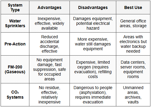 4.6 Fire Suppression System Comparison