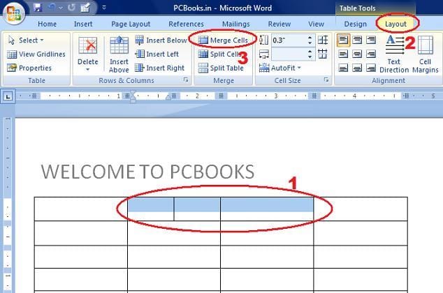 MS-Word Tutorial - Merging Cells of a Table