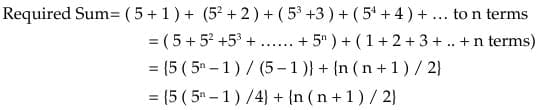 Example 2: Find the sum to n terms of 6 + 27 + 128 + 629 + ….