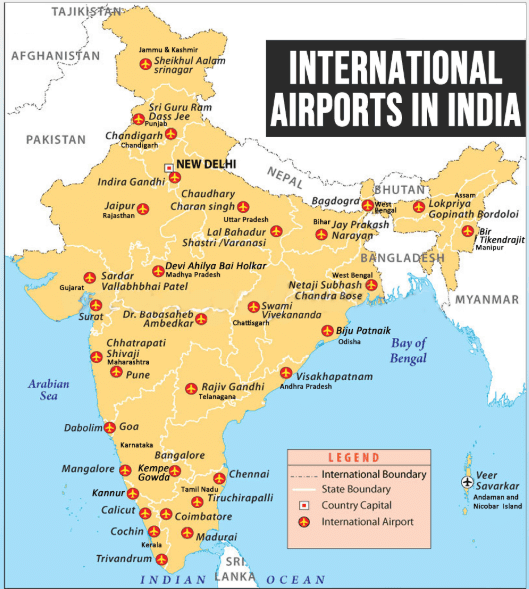 List Of International Airports In India | General Awareness - Bank Exams