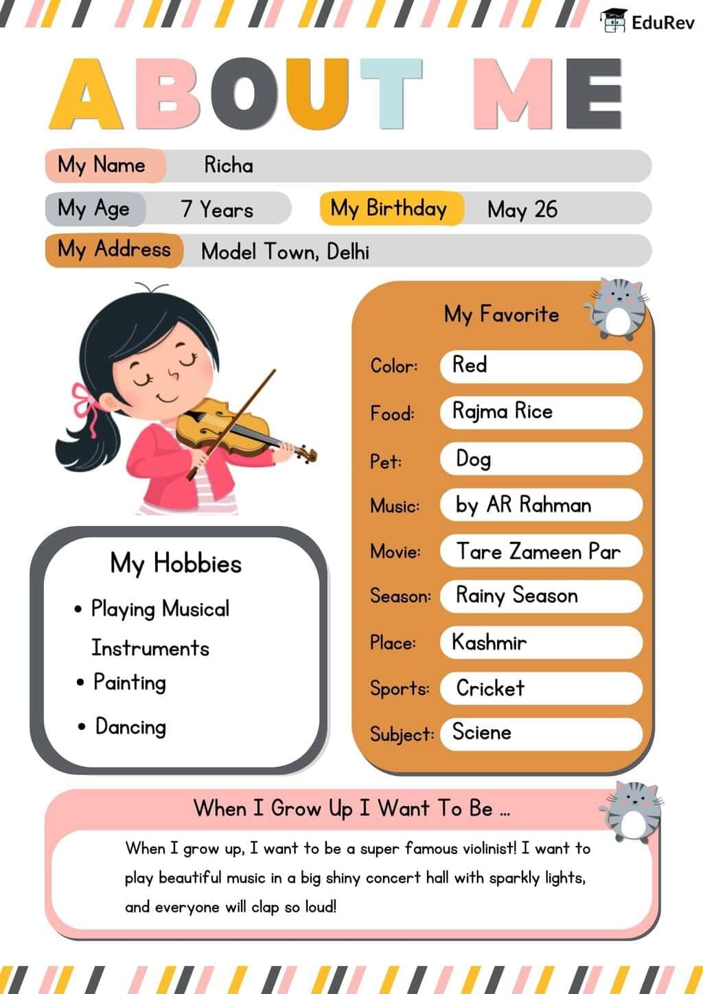 Poster: Myself- Get to know me | EVS for Class 2