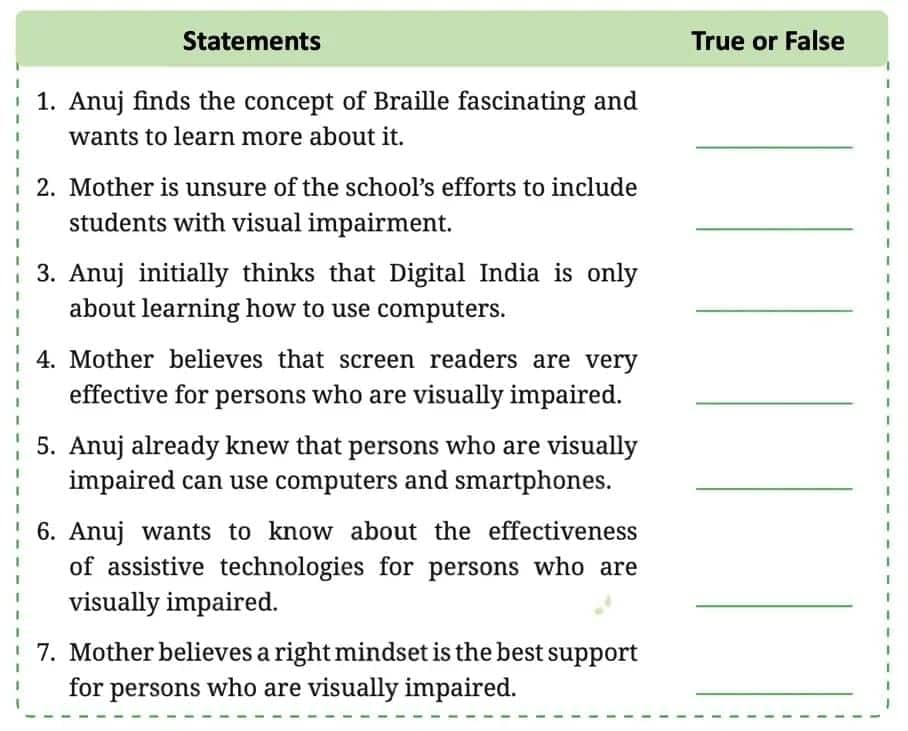 NCERT Solutions for Class 7 English Unit 1 Three Days to See