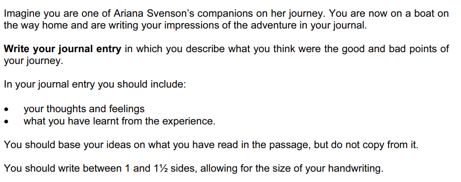 Question 3 Demo Answer: Journal | English Language for GCSE/IGCSE - Class 10
