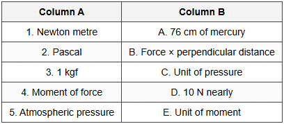 Match the Following