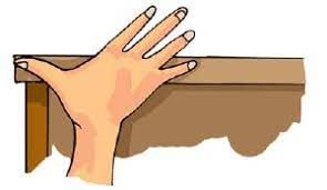 Measuring the width of a table with a handspan
