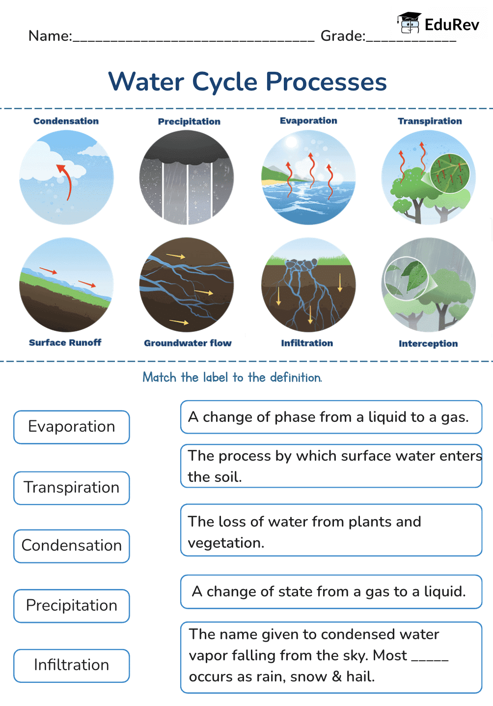 Visual Worksheet: Water Cycle | Social Studies & Pedagogy Paper 2 for CTET & TET Exams - CTET & State TET