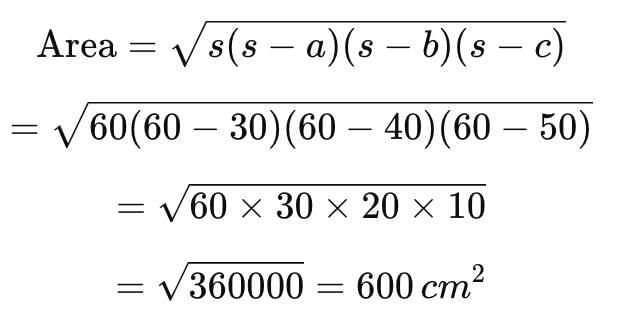 Class 9 Maths Chapter 10 Question Answers - Heron’s Formula