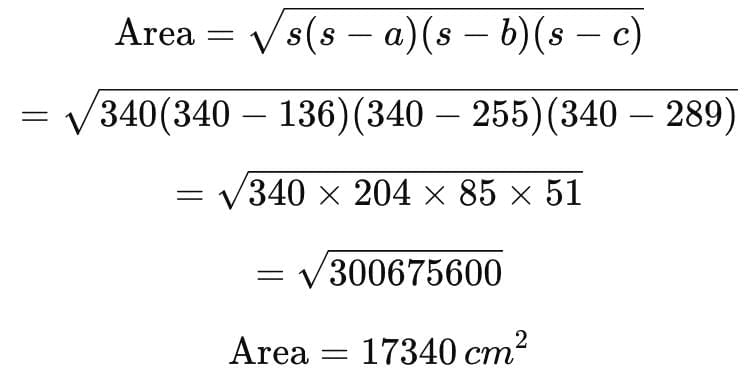 Class 9 Maths Chapter 10 Question Answers - Heron’s Formula
