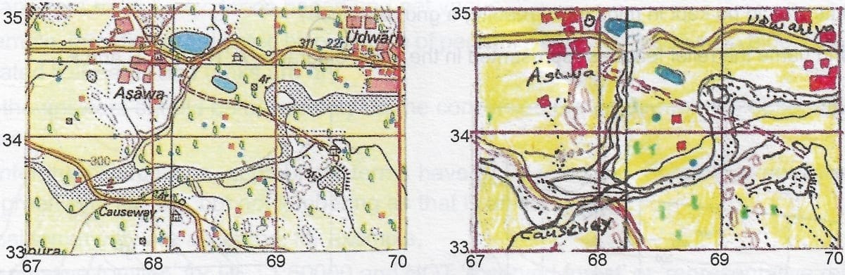 Q21: Give four figure grid reference of the temporary huts