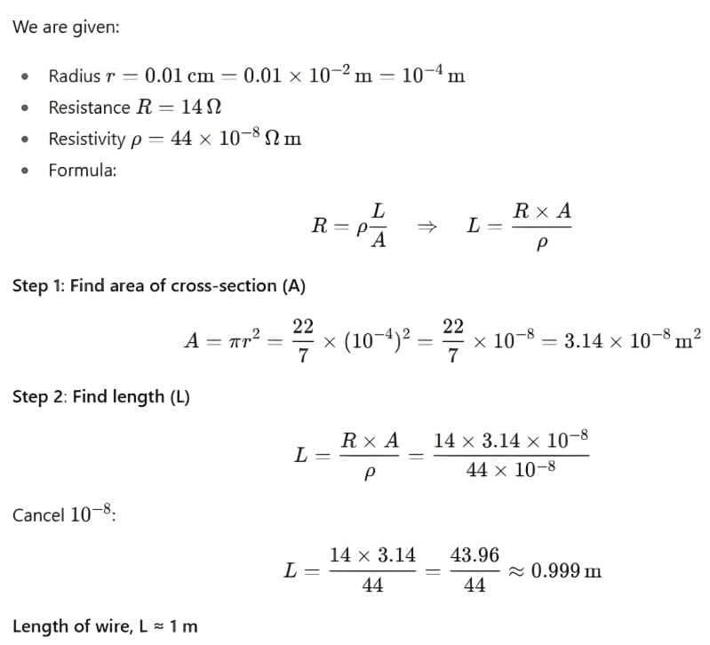 Class 10 Science Chapter 11 Previous Year Questions - Electricity