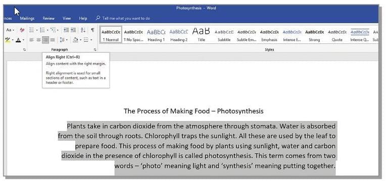 Formatting in Word 2016 Chapter Notes | Computer Studies Class 4 ICSE