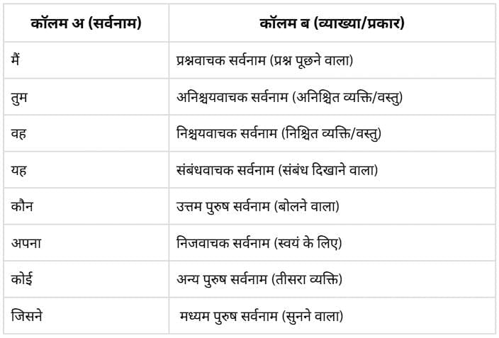 Worksheet: सर्वनाम | Hindi Grammar for Class 6