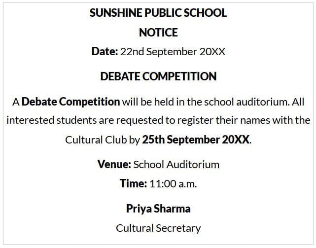 Practice: Notice Writing- 1 | English Grammar Advanced - Class 10