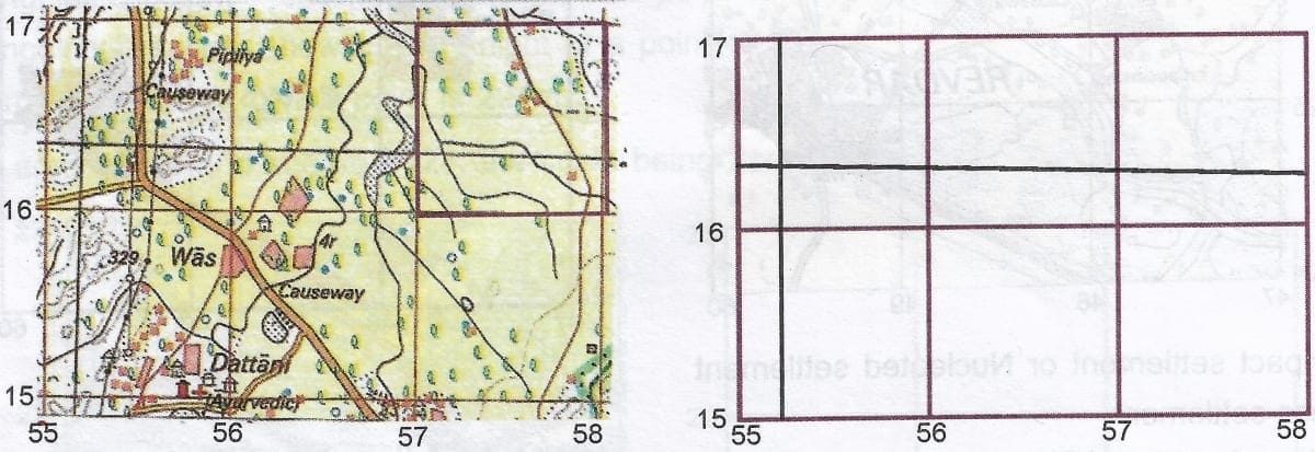 Q21: Give four figure grid reference of the temporary huts