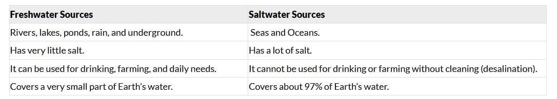 Worksheet Solutions: Water - The Essence of Life | Worksheets with Solutions for Class 5