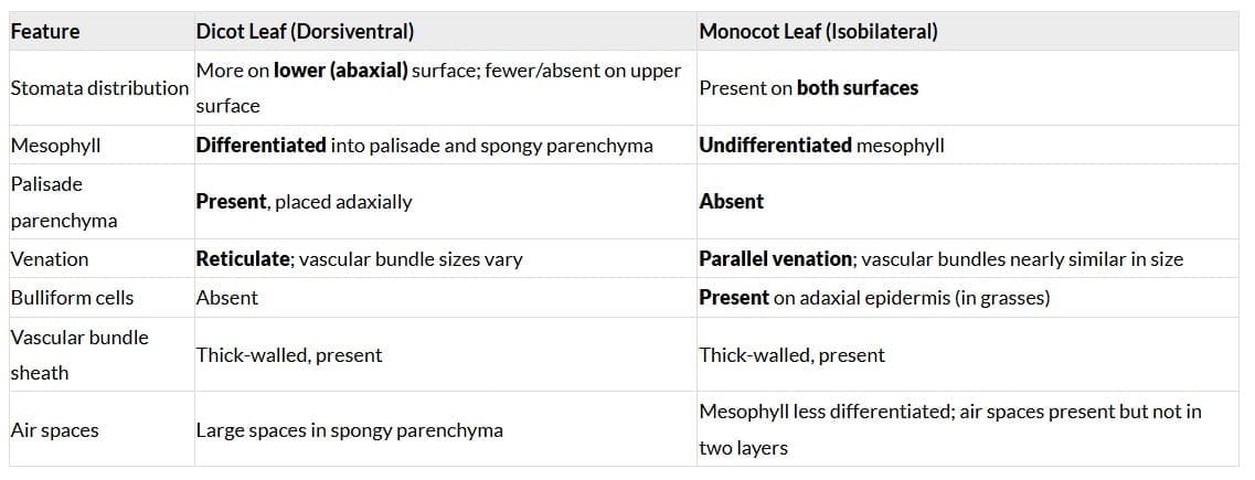 Isobilateral (Monocotyledonous) Leaf