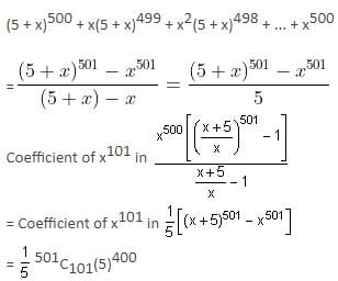 The coefficient of x101 in the expression (5 + x)500 + x(5 + x)499 + x2 ...