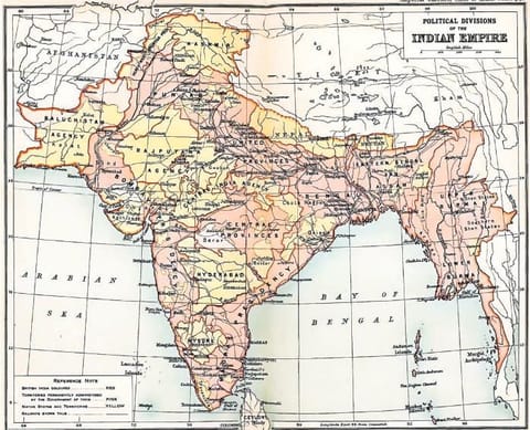 A map of the British Indian Empire in 1909