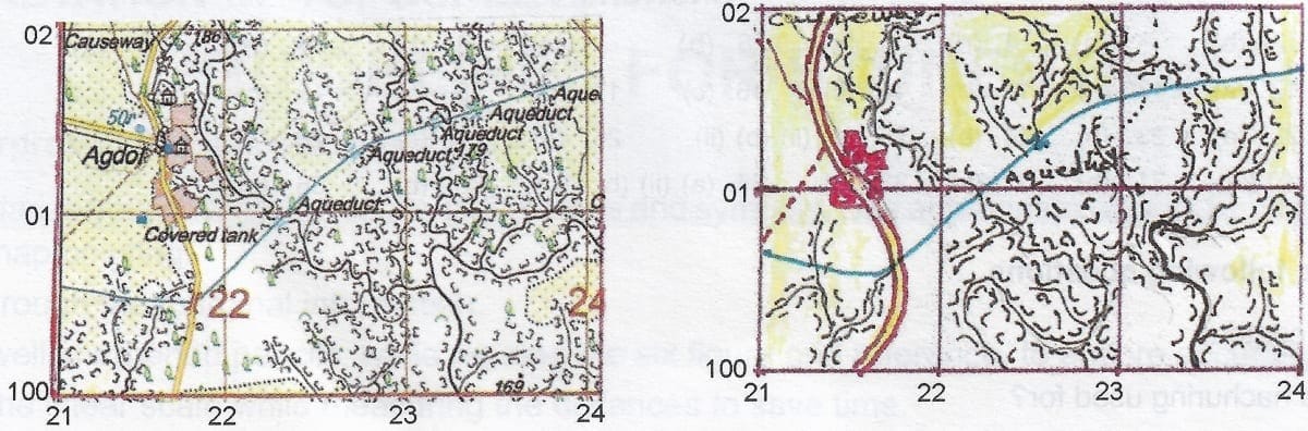 Q21: Give four figure grid reference of the temporary huts