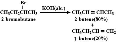 Elimination of bromine from 2 - bromobutane results in the formation of: