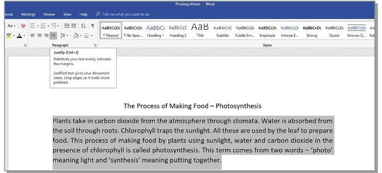 Formatting in Word 2016 Chapter Notes | Computer Studies Class 4 ICSE