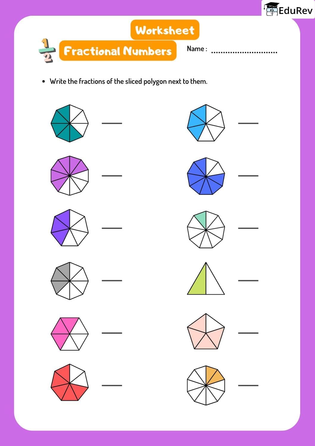 Visual Worksheets - Write Fraction based on images | Mathematics for Class 3