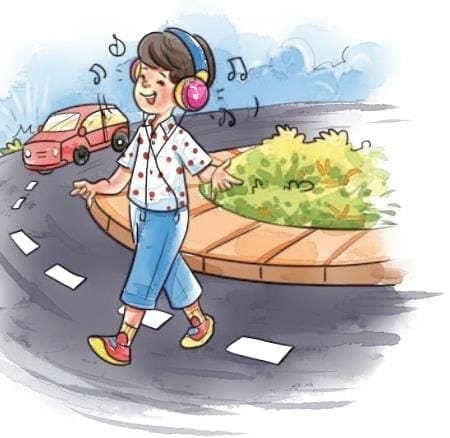 Do not use headphones while crossing the road