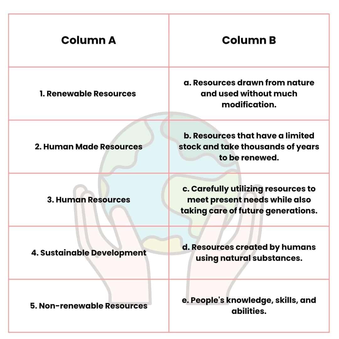 Worksheet: Natural Resources and Their Use | Worksheets with Solutions for Class 8