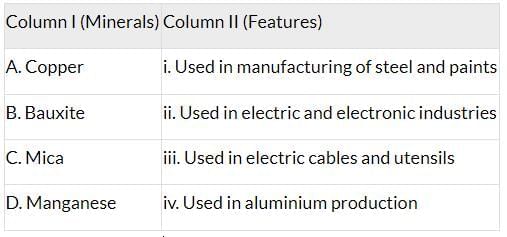Class 10 Geography Chapter 5 Previous Year Questions - Minerals and Energy Resources