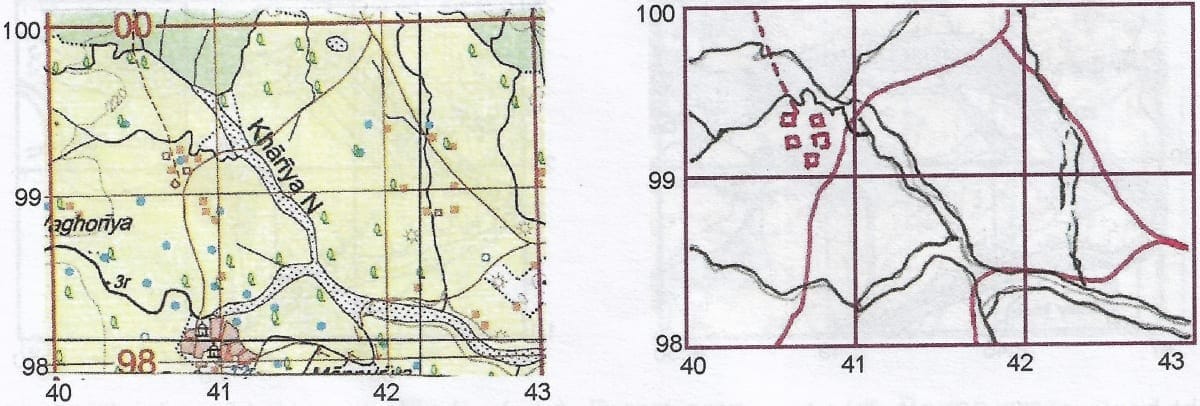 Q21: Give four figure grid reference of the temporary huts